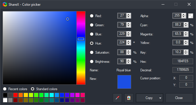 ShareX color picker screenshot